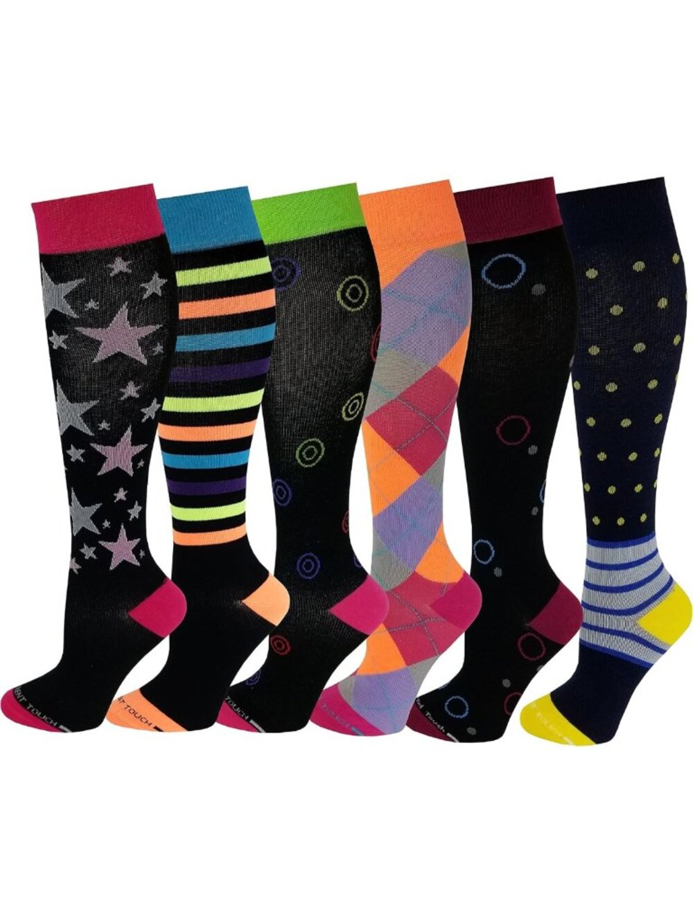 6 Pairs Women's Knee High Compression Socks - Anti-Fatigue Travel Support 9-11